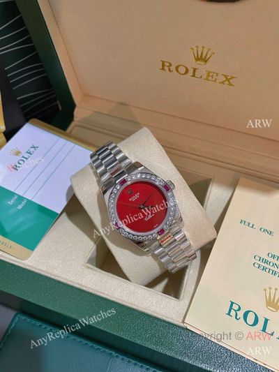 High Quality Replica Rolex Datejust Silver 316 stainless steel strap Different Colors Face Dial Different Diamond Colors Ceramic Bezel Lady Watch 31*12mm